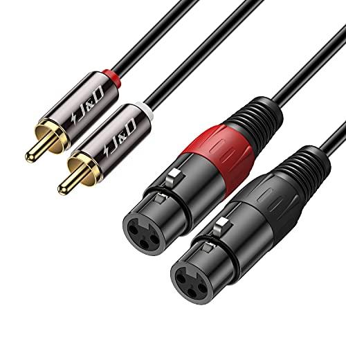 J&D 2 RCA a 2 XLR Cavo, PVC Sgusciato Unbalanced 2x XLR Femmina a 2x RCA Maschio HiFi Audio Stereo Adattatore Cavo di Interconnessione per Altoparlante Condensatore Microfono Mixer AMP