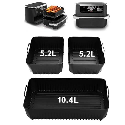 Zimoer 3pcs Teglie in Silicone per Friggitrice ad Aria, Stampo in Silicone per Friggitrice ad Aria Calda Ninja Flex AF500EU, Cestello per Air Fryer Riutilizzabile Stampo Air Fryer per Ninja Foodi Flex