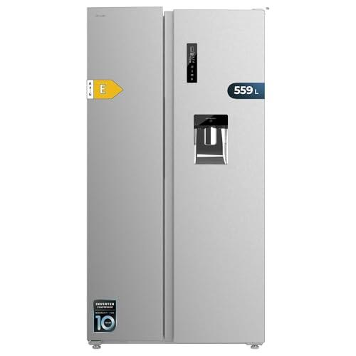 Cecotec - Bolero CoolMarket SBS 562 Inox E, Frigorifero americano da 559 litri, 559 L, 177 cm x 90 cm, classe E, sistema Multi Air Flow, Total No Frost, motore inverter plus