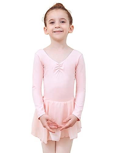 Tancefair Ragazza Vestito da Balletto Body Danza Tutu da Balletto Leotard Vestito Ginnastica Manica/Lunga Corta Ballet Outfit con Chiffon Gonna