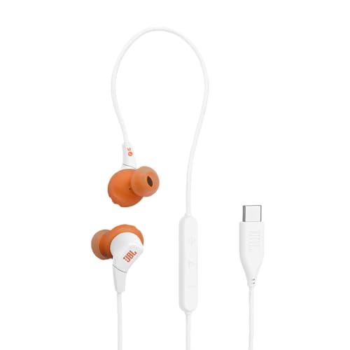 JBL Endurance Run 3 Auricolari Sportivi con Cavo, Tecnologia FlipHook & TwistLock, Resistenza a Polvere e Acqua IP65, Suono JBL Pure Bass, Microfono e Comando sul Cavo, USB-C,Bianco