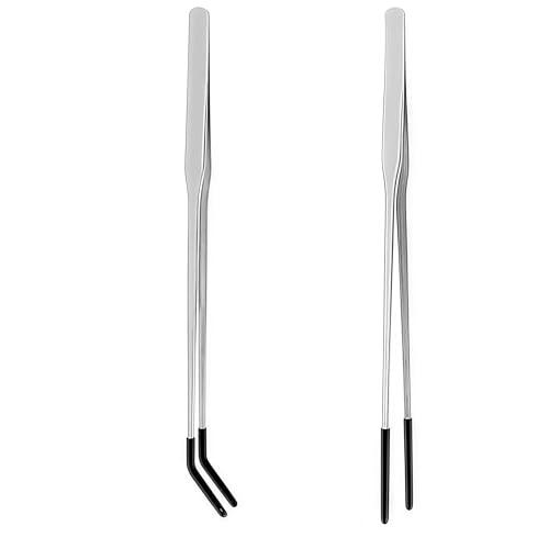 WizeFolk 2 pinze per l'alimentazione dei rettili, Pinzette in Acciaio Inox per Acquario, 27 cm Strumento per terrario, con Punta in Gomma, pinzette dritte e Curve, per Acquario e Terrario Rettili