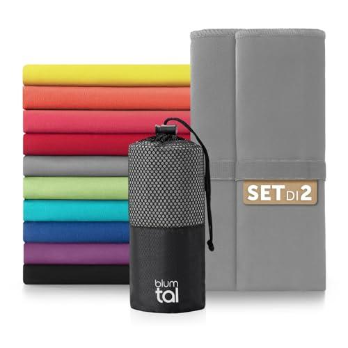 Blumtal Asciugamano Microfibra 80x40 cm - Set da 2 Teli Palestra ad Asciugatura Rapida - Grigio