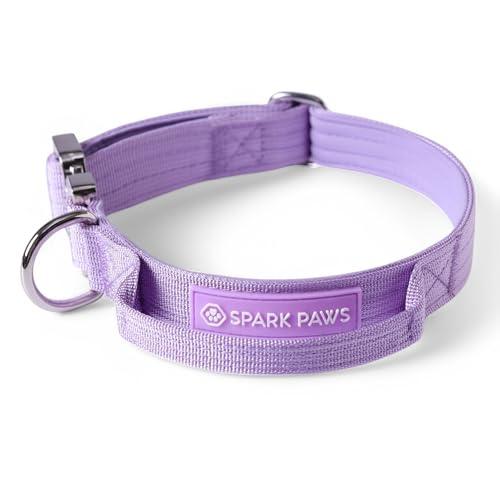 Spark Paws Collare tattico per cani, resistente, di alta qualità, spesso e durevole, per cani di taglia grande e media (2,5 cm), viola