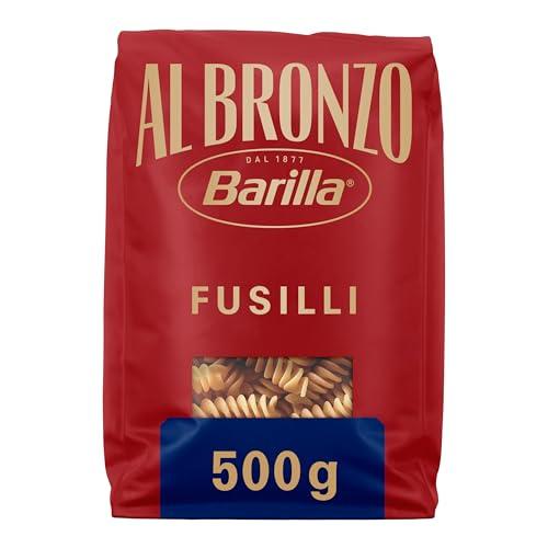 Barilla Pasta Al Bronzo Fusilloni 100% Grano Italiano, Pasta Trafilata Al Bronzo con Lavorazione Grezza, Ruvidità Intensa, Formato Spesso e Corposo, Alta Tenuta di Sugo e Cottura, 500 g