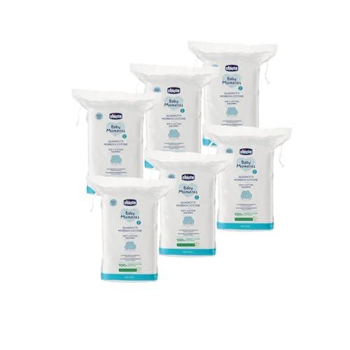 Chicco Baby Moments Quadrotti in Cotone Morbido, 360 Pezzi, 100% Cotone Puro, Multipack 6x60