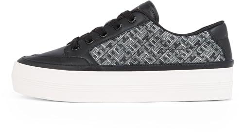 Tommy Hilfiger Donna Sneakers Vulcanizzate Monogram in Pelle, Nero (Black), 40