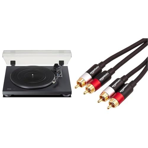 Teac TN-180BT-A3/B giradischi HiFi Bluetooth Nero & Amazon Basics - Cavo audio RCA da 2 maschi a 2 maschi, 1.2 m, Nero