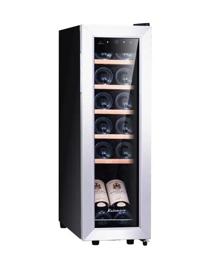 Kalamera Frigorifero per vini, frigorifero per vini da 12 bottiglie e 35 litri con compressore, 5-18°C, KRC-35FCSS