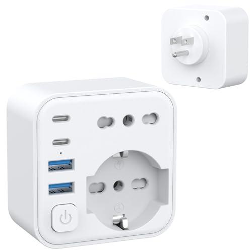 Aochxin Adattatore Presa Americana, 6 in 1 Adattatore Americana Italiano con 4 USB, per America, Canada, Messico, Thailandia, Colombia, Adattatore Prese Americana 3680W, Spina da Viaggio (Tipo B)