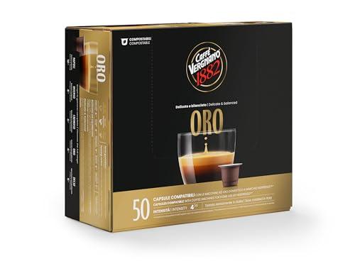 Caffè Vergnano 1882 - 50 Capsule - Caffè Compostabili e Compatibili con Nespresso, Oro - Pack da 50 capsule