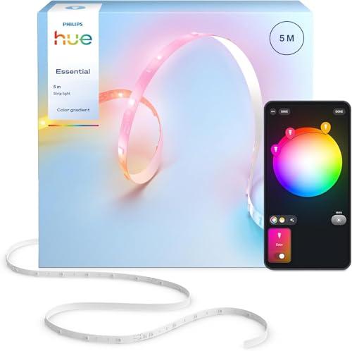 Striscia LED Hue Essential, 5 M, RGBIC, Colori e Atmosfere Vivaci, Luce Flessibile per Interni, Installazione Facile, Controllo App e Voce, compatible con Alexa, Google Assistant e Apple Home