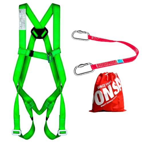 PONSA ECO2C – KIT ANTICADUTA: IMBRACATURA DI SICUREZZA ANTICADUTA BASICA con 1 punto di ancoraggio dorsale + cinghia di ancoraggio + 2 moschettoni. Protezione personale sospensione, lavoro