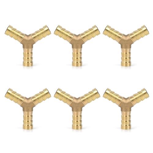Raccordo Portagomma in Ottone, Raccordi per Tubi Diritti, 6 pezzi 10 mm (0,39 in), Raccordos per Tubo Flessibile con Ugello a 3 Vie per Gas Acqua Carburante Diesel Olio
