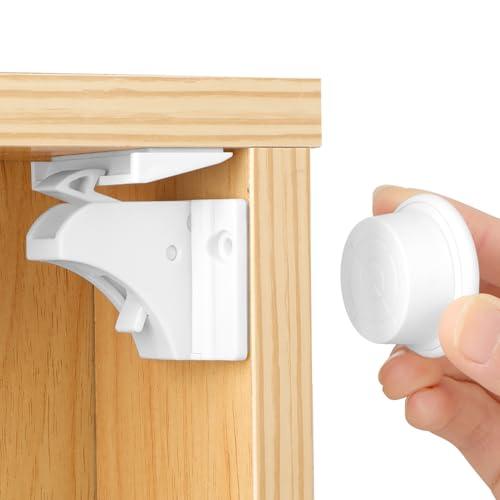 Blocca Cassetti per Bambini Magnetico 10 Serrature 2 Chiavi, Blocca di Sicurezza Magnetici per Bambini, Chiusure Sicurezza Bambini per Armadietto, Cassetto, Armadio