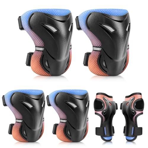 YOOXARMOR Set di Protezioni per Bambini da 3-6-13 Anni, Ginocchiere, Gomitiere, Polsiere Regolabili per Pattini a Rotelle, BMX, Bici,Ciclismo,Skateboard,Pattini in linea,Monopattini[6 Pezzi]