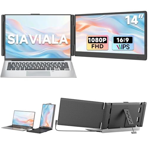 siaviala Monitor Portatile, 14” FHD 1080P IPS Doppio Schermo PC Portatile, Schermo Portatile per Laptops 13-17.3
