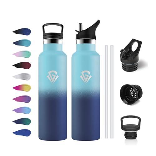 Bottiglia Termica 750ml, Borraccia in Acciaio Inossidabile con Cannuccia e Filtro, Termos a Doppia Parete, Riutilizzabile, senza BPA, Borracce per Sport, Palestra, Yoga, Viaggio, Campeggio, Uffici