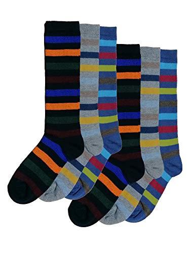 Fontana Calze, 6 paia di calze lunghe bambino ragazzo in caldo cotone elasticizzato. Prodotto Italiano. RIGHE 35-38