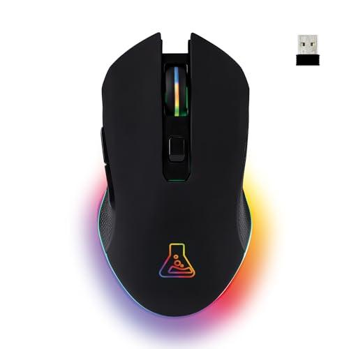 The G-Lab - Kult Helium Wireless - Mouse da gioco senza fili, mouse da gioco ricaricabile a 6400 Dpi, mouse da gioco retroilluminato a 7 colori, PC/Ps5/Xbox