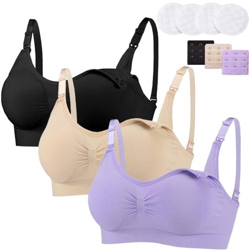 Bysion Reggiseno Allattamento Donna Reggiseno Senza Ferretto e Senza Cuciture per Gravidanza e Allattamento Comodo con Estensioni Extra del per Il Sonno Notturno
