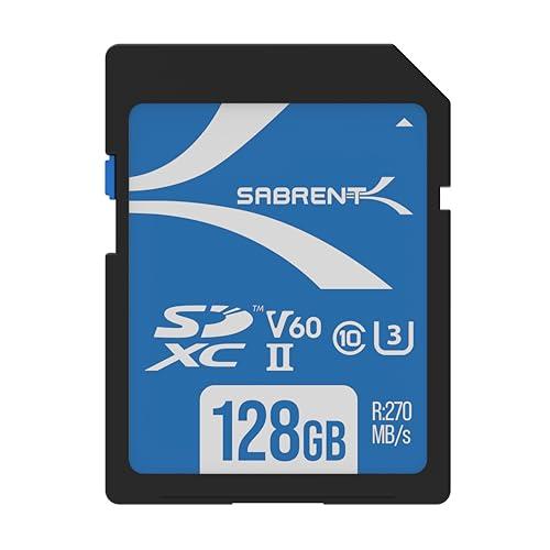 SABRENT Scheda SD 128GB v60, SDXC Card UHS-II, Memoria SD U3, Memory Card con R270MB/s W170MB/s (SD-TL60-128GB)