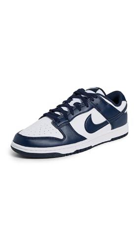 NIKE Dunk Low Retro, Sneaker Uomo, White/Midnight Navy/White, 43 EU