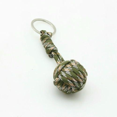 Optxzn Portachiavi in Paracord a Forma di Palla d'Acciaio con Pugno di Scimmia per Sopravvivenza all'aperto autodifesa tattico Corda da Paracadute Ciondolo Portachiavi a Forma di Palla Intrecciata.