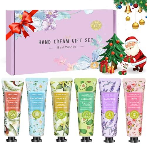 6 Pezzi Crema Mani Riparatrice, 30 ml Crema Mani Secche e Screpolate Nutriente Protettiva, Rapido Assorbimento e Idratare per Regali di Natale, Set Crema Mani Set Regalo Donna Idratante