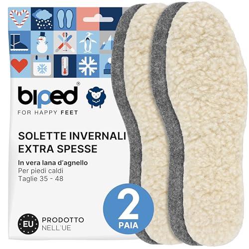 biped 2 paia di solette di lana in lana d'agnello e feltro - Solette invernali extra spesse e riscaldanti per scarpe da uomo e da donna z1004