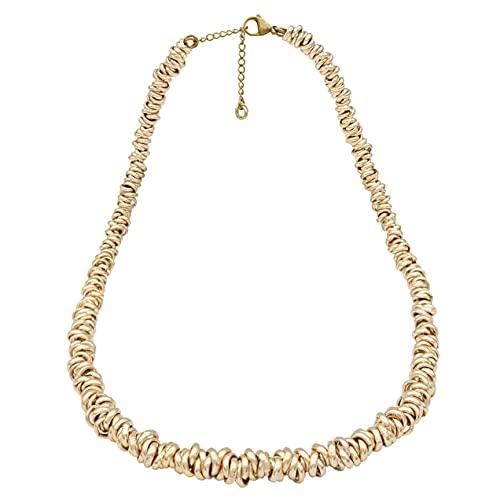 ParticolarModa Collana nodini intrecciati regolabile per donna in alluminio e acciaio spessore 6 mm (55 cm + 5 cm di catenella regolazione, Dorato)