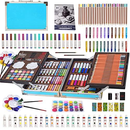 KINSPORY Set per Disegno, 139 Pezzi Pittura Valigetta per Bambini, Kit  Disegno acquarellabili Bambini con custodia in alluminio per il trasporto  (Blu)