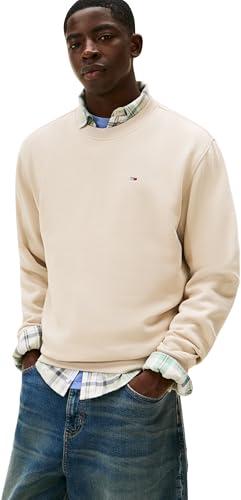 Tommy Jeans Tjm Reg S Flag Crew Ext Dm0Dm20741 Felpa Pullover, Beige (Gulf Sand), L Adulto
