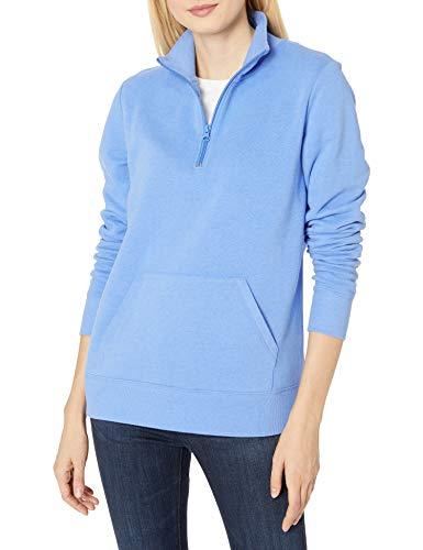Amazon Essentials Top in Pile con Cerniera a Un Quarto a Maniche Lunghe (Disponibile in Taglie Forti) Donna, Blu Puntinato, L