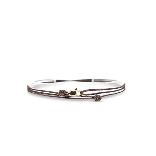 Bracciale Sottile Da Uomo e Donna Con Chiusura a Clip Fatta a Mano - Gioielli Da Surfista - Bracciale In Tessuto Minimalista - 100% Impermeabile e Regolabile (Oro marrone)