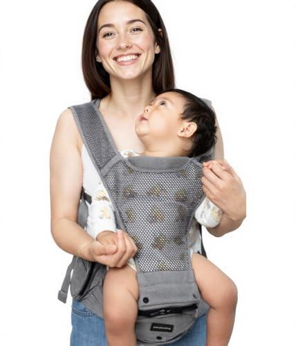 Pandanling - Portabebè con Sedia per Anca da Neonato a Bambino Piccolo - Vincitore del Mom's Choice Award, 6 Modi di Portare in 1 ed Ergonomico per 0-36 Mesi (3-35 kg) (Grigio)