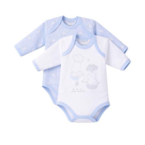 Ellepi Body Neonato Manica Lunga Invernale in Caldo Cotone Naturale | 2 Pezzi (Cielo, 18 Mesi 86 Cm)