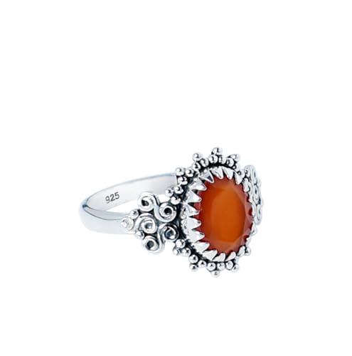 Anello con pietra preziosa rossa corniola, anello in argento sterling 925 per donne e ragazze, gioielli fatti a mano, bellissimo anello con corniola, regalo di amicizia per lei, taglia 7