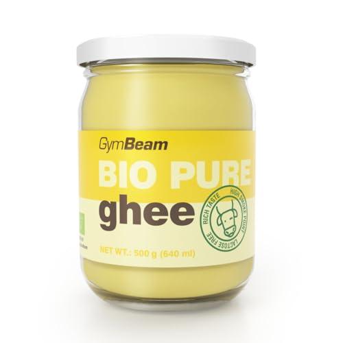 GymBeam - Ghee Puro BIO - Burro Chiarificato Senza Lattosio - Sostituto di Burro o Olio, Alta Qualità, Punto di Fumo 250°C, Lunga Conservazione, Non Refrigerato, Gusto Intenso, 500 g