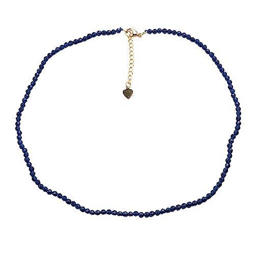 Collana girocollo con perline fatta a mano per donne & Ragazze | Pietre Preziose Naturali Collana Girocollo con Pietre Preziose di Guarigione di Cristallo (Blu Reale)