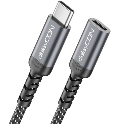 deleyCON 0,5m Prolunga USB-C 100W Corta per Ricarica Rapida - Cavo PD 3.0 di Ricarica e Dati per iPhone 17 16 Pro Max Air Galaxy A16 A56 S25 S24 iPad MacBook Tablet Notebook