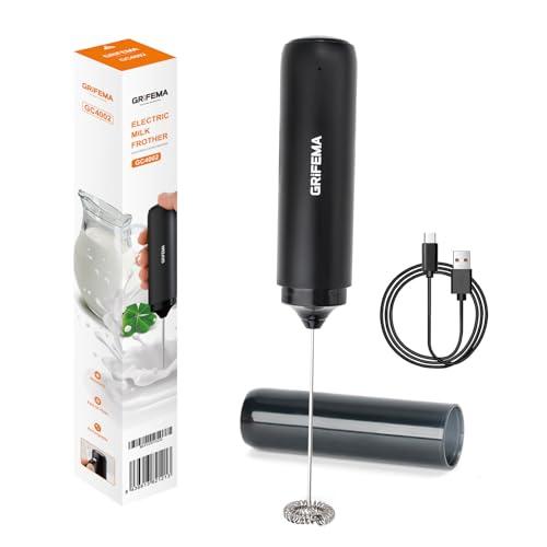 GRIFEMA Frullino Montalatte Elettric, Montalatte Ricaricabile13000 Giri/Min, Ergonomico, Frullino per Cappuccino senza Bpa, Schiumatore Latte Elettrico per Latte, Caffè, Matcha, Bevanda