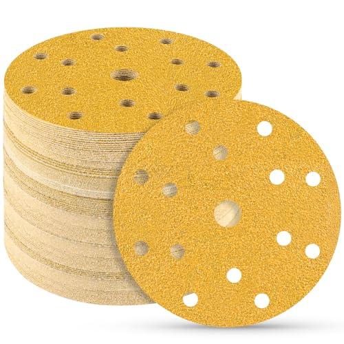 STEBRUAM 40 pezzi Dischi Abrasivi 150mm,40 Grana 15 fori Fori Rotondi Carta Vetro per Orbitale Levigatrice Giraffa per Legno,Metallo
