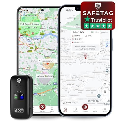 SafeTag Mini 4G - Localizzatore GPS Ricaricabile, 4G LTE, auto, furgoni, moto ecc. 34-205 paesi, monitoraggio e notifiche in tempo reale, prova gratuita di 7 giorni - SIM inclusa, garanzia di 12