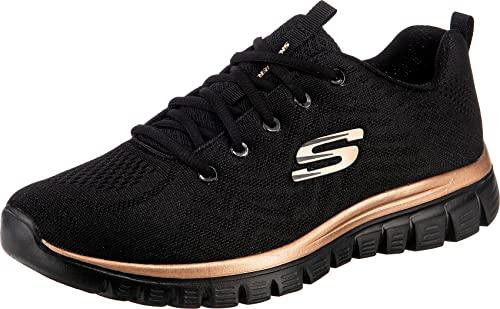 Skechers Graceful Get Connected, Sneaker Donna, Black Mesh Rose Gold Trim, 36.5 EU