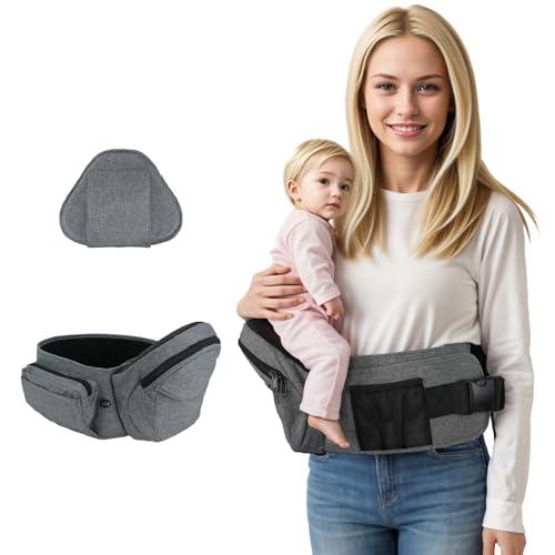 Hipseat Marsupio Ergonomico, Neonato Marsupio Hipseat con Supporto per la Vita per Bambino 0-36 Mesi(Grigio)