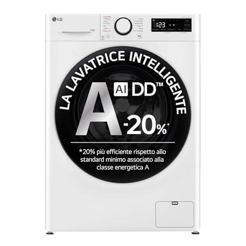 LG AI DD F4R3013NSWB Lavatrice a Carica Frontale 13kg Serie R3, Classe A-20%, 1400 giri, AIWash, Lavaggio a vapore, Motore Direct Drive, Cestello a bolle, Smart Diagnosis, Libera installazione, Bianca