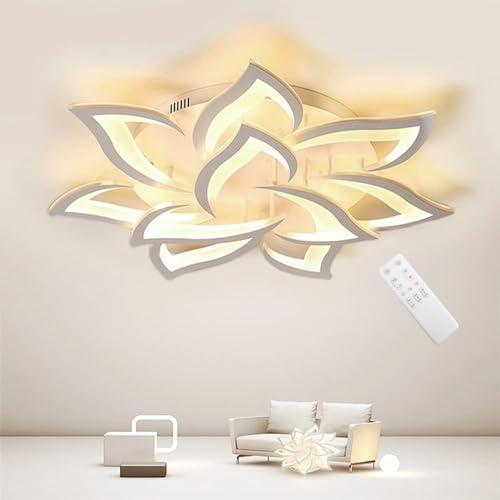KAUCQI Plafoniera Led Soffitto, Lampadario Soggiorno 85CM 60W, Plafoniera Soggiorno Petalo Plafoniera con Telecomando Dimmerabile 3000-6000K, Plafoniera Salotto Lampada Salone Luci di Fiore