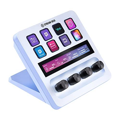 Elgato Stream Deck + White, mixer audio, produzione live e controller da studio, per streaming, gaming, con striscia tattile personalizzabile, manopole e tasti LCD, compatibile con Mac, PC