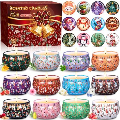 BBLTIFF Candela Profumata, 12 Pezzi Candele Profumate Regalo, Set Candele Profumate, Candele Profumate di Natale, Candele Regalo Adatto a Natale, compleanni, San Valentino, Festa Della Mamma